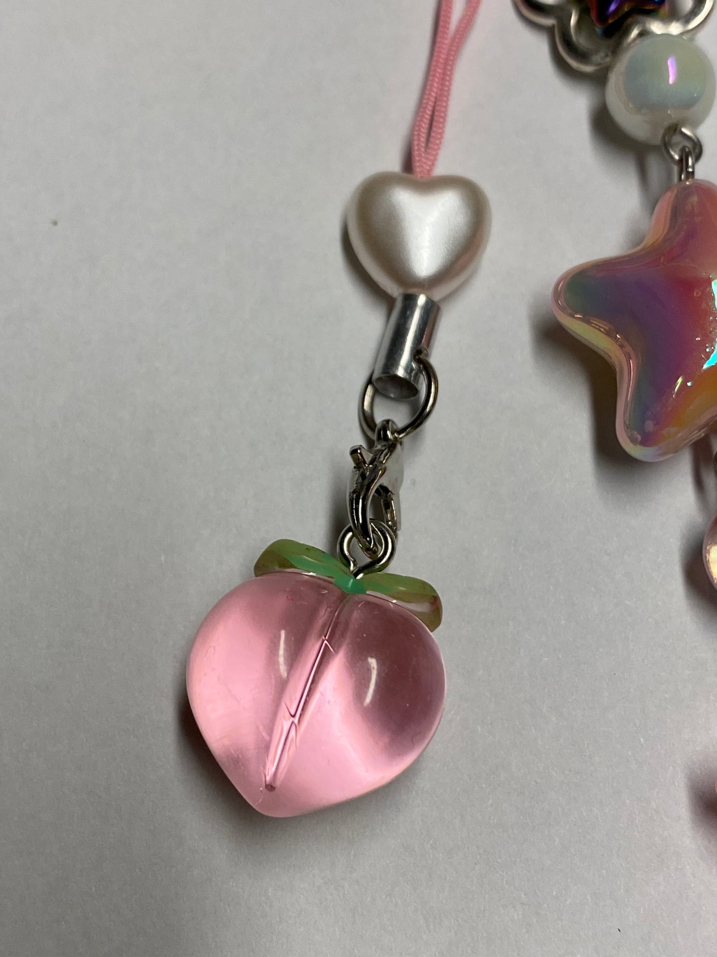 Pink peach in the stars - keychain