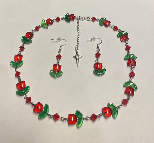 Blooming Passion - Necklace + Earrings