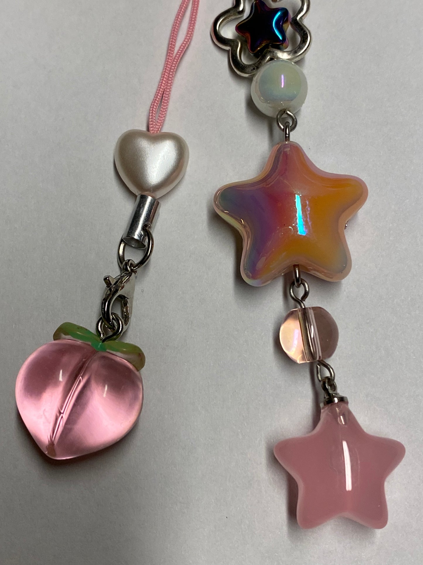 Pink peach in the stars - keychain