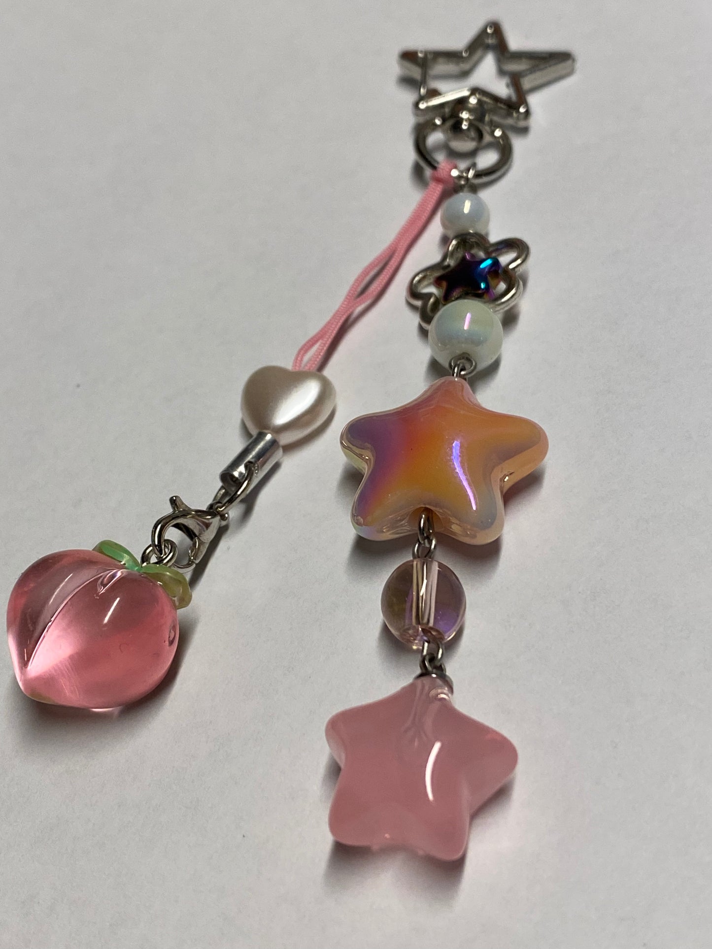 Pink peach in the stars - keychain