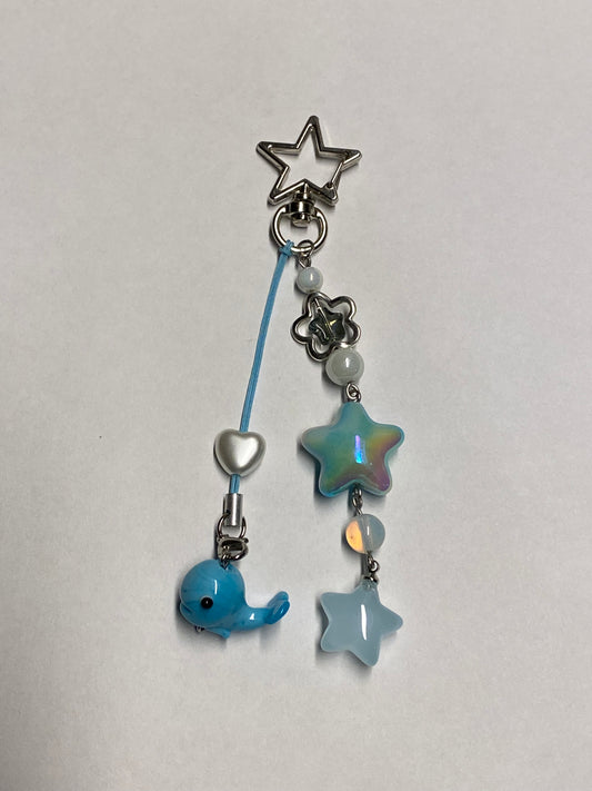 Blue whale in the stars - Keychain