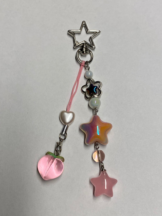 Pink peach in the stars - keychain