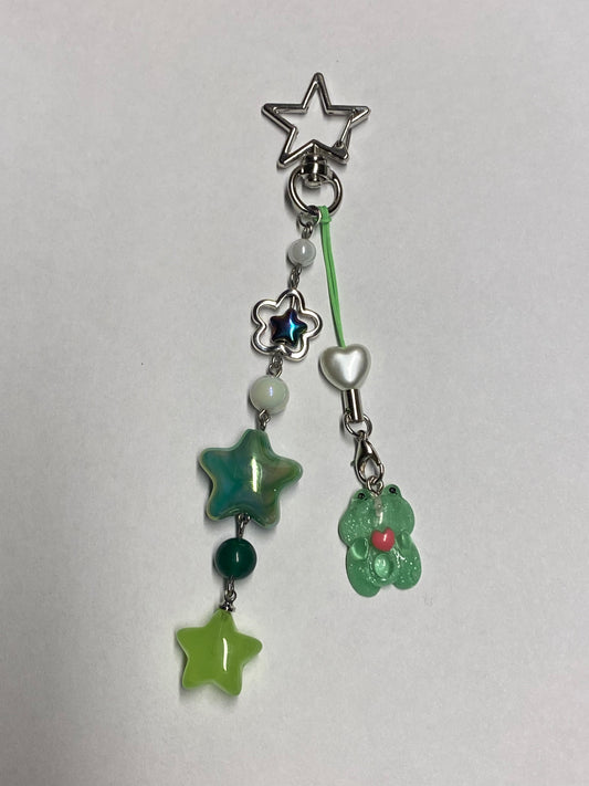 Green frog in the stars - Keychain